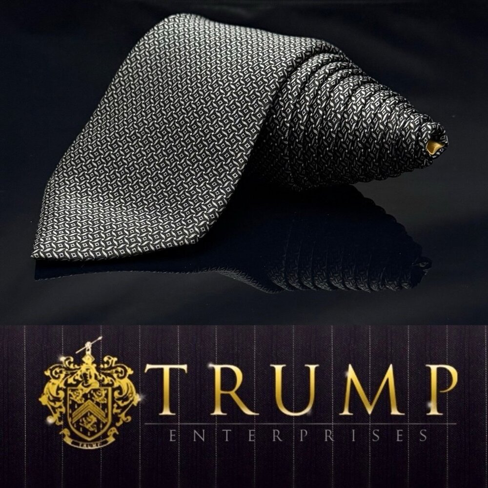 Donald J Trump Signature Collection Silk Men Tie Black Woven Necktie